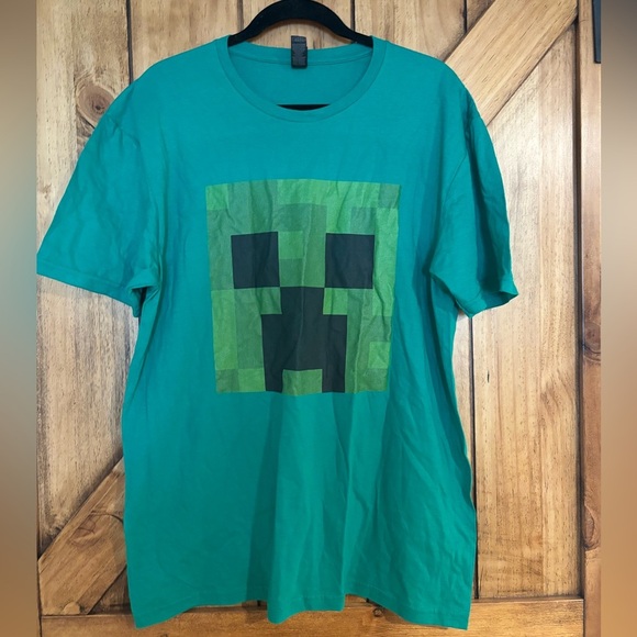 Minecraft T-Shirt Mens Large Green Creeper Short Sleeve - Picture 1 of 3